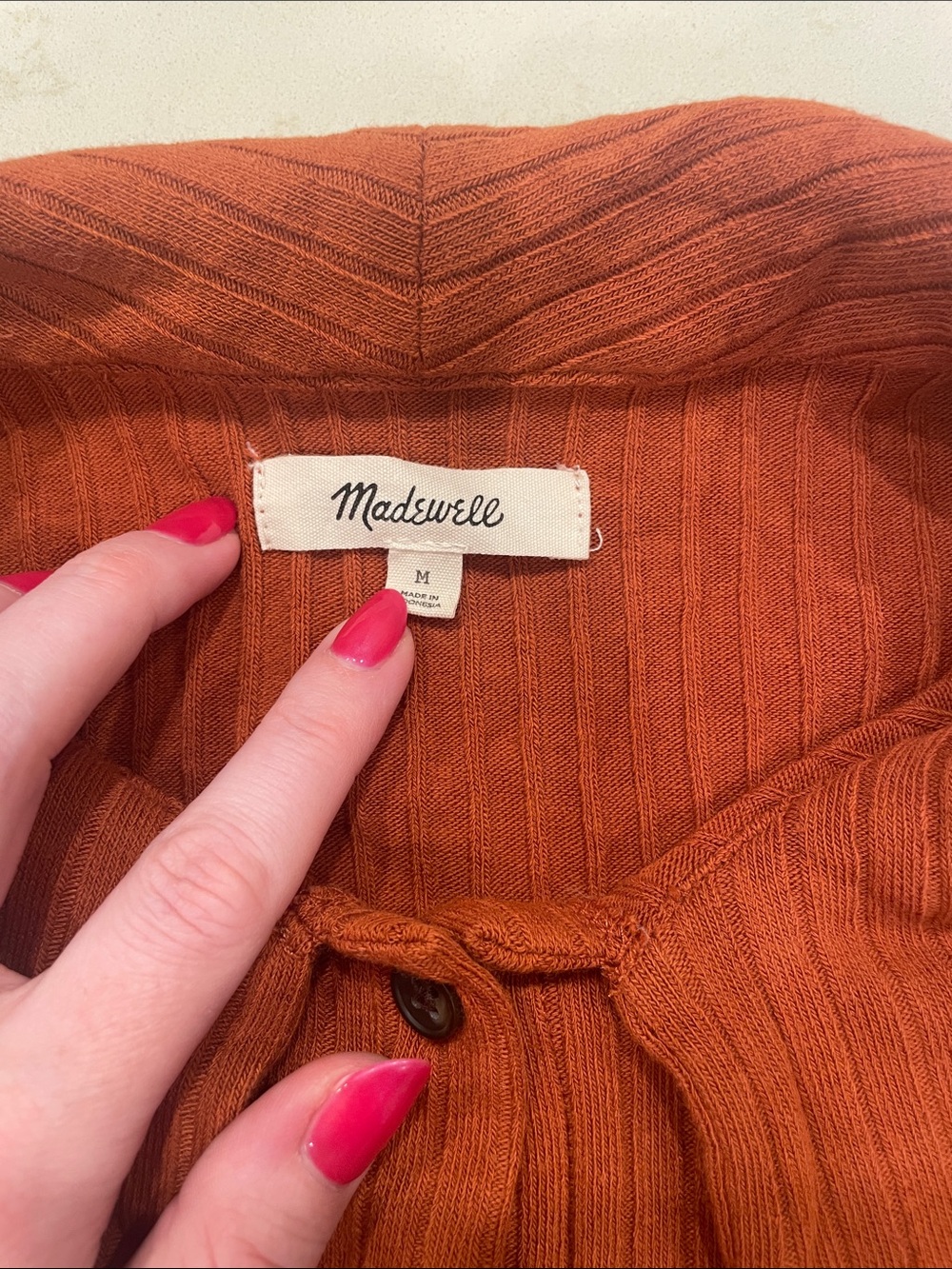 Madewell Rust Ribbed Button-Front Shirt - Picture 2 of 5